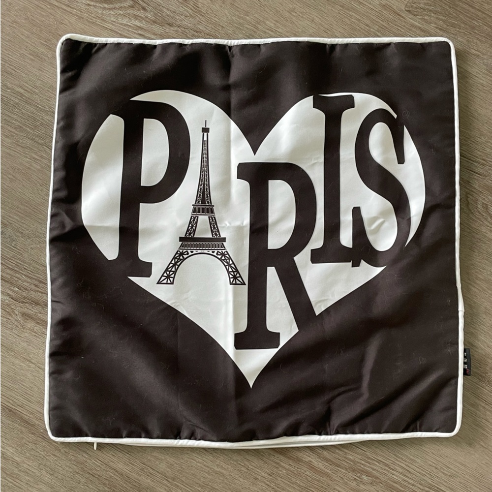 Black Paris Pillow Cover